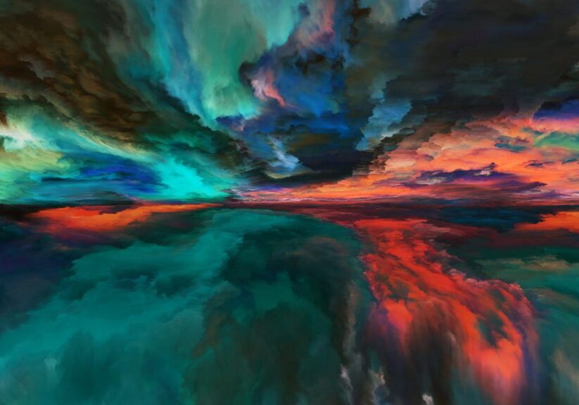 Inner World series. Background composition of  digital colors on the subject of Universe, Nature, creativity and imagination